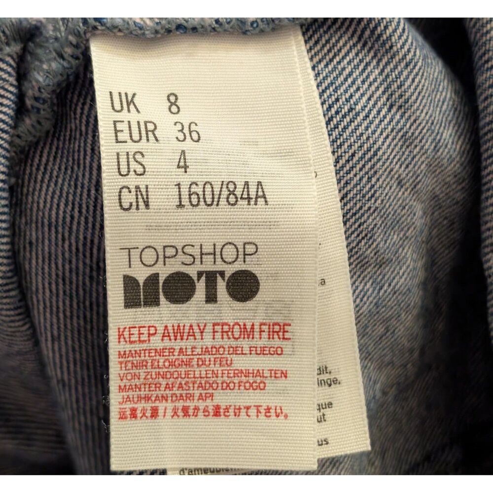 Topshop MOTO Denim Pinafore Dress Blue Y2K Overall Dress US 4 - Picture 4 of 5